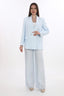 Keten Buz Mavisi Oversize Kruvaze Ceket