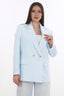 Keten Buz Mavisi Oversize Kruvaze Ceket